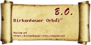 Birkenheuer Orbó névjegykártya